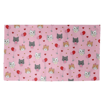 Tapis rose/rouge/gris fait main