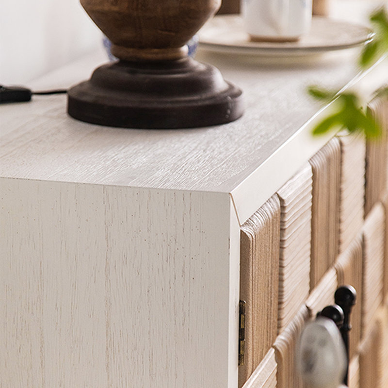 Simple Retro Solid Wood And Iron Sideboard