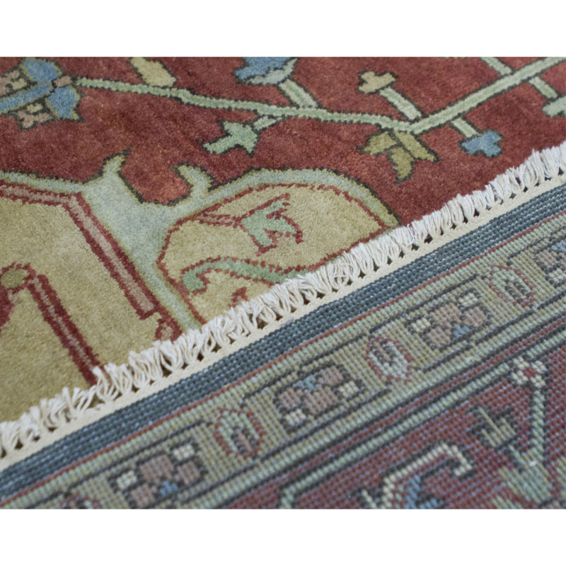 Wool Oriental Area Rug in Rust/Yellow/Beige, Rectangle 8' x 10'