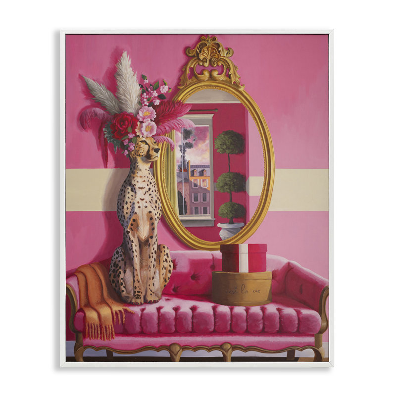 Sophistiqué léopard sur canapé, estampe numérique, design par Heather Gauthier, H 30 po x l 24 po