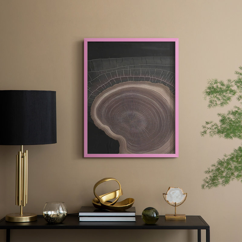 Impression abstraite encadrée CCXL - prête à être suspendue - fabriquée aux États-Unis, H 29 po x l 23 po, Rose