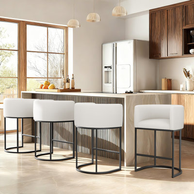 Upholstered Counter Stool With Metal Frame