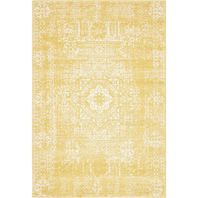 Tapis jaune Kasha, Rectangle 5 pi x 8 pi