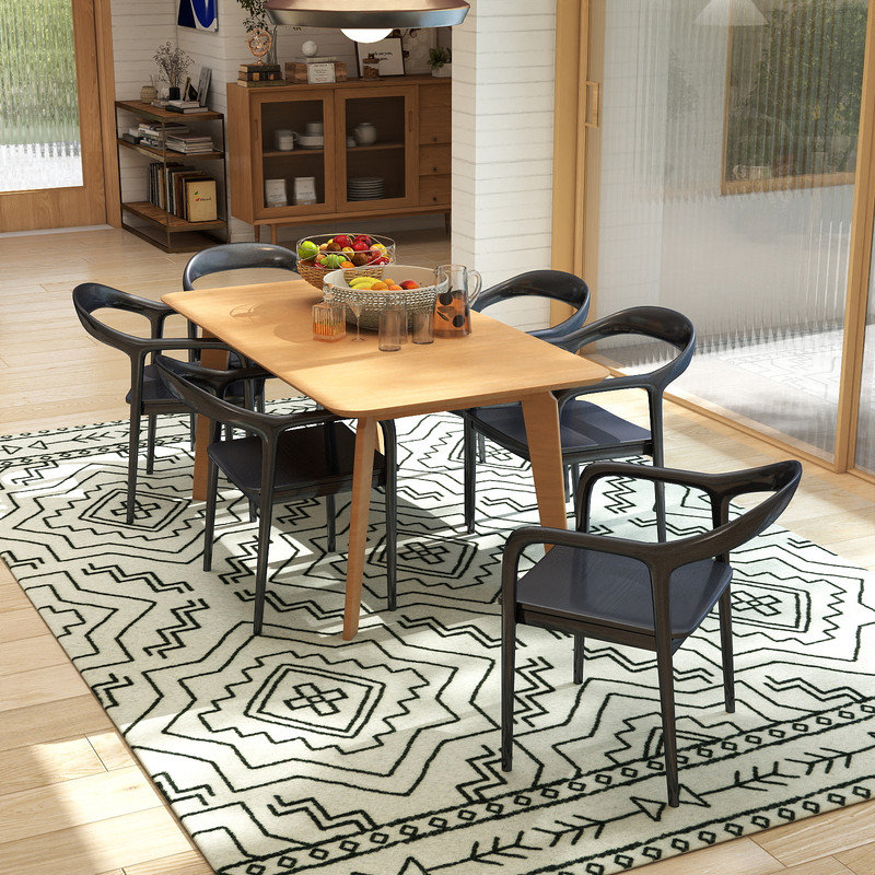 Tapis blanc intérieur et extérieur lavable à motif abstrait lavable