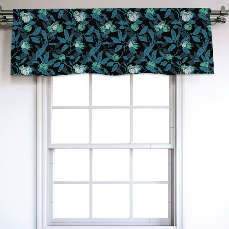Sateen Floral Ruffled Window Valance
