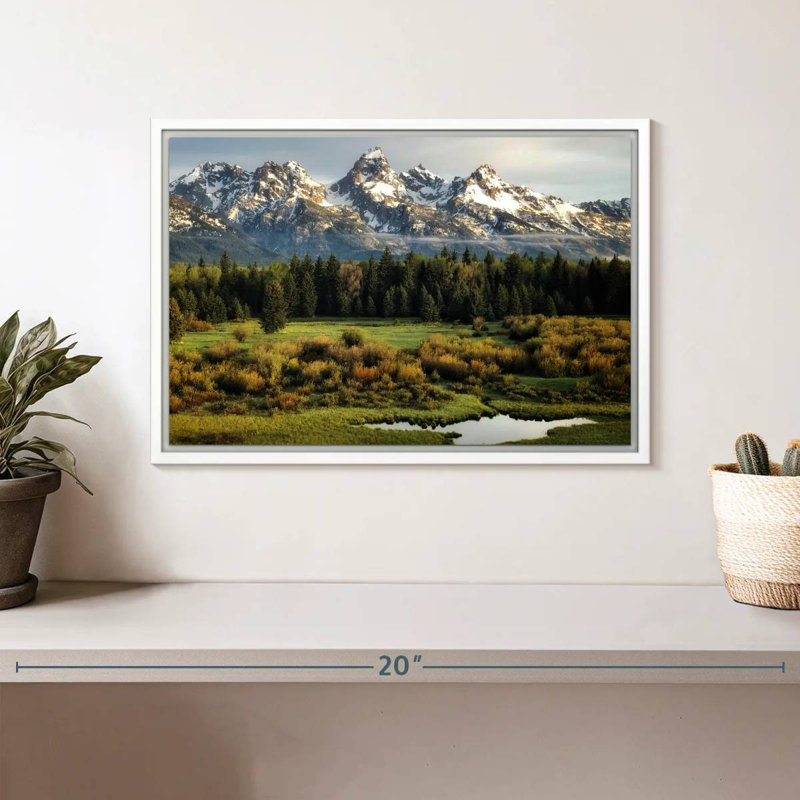 Grand Teton Beauty, Cadre flottant blanc, 13 po x 9 po