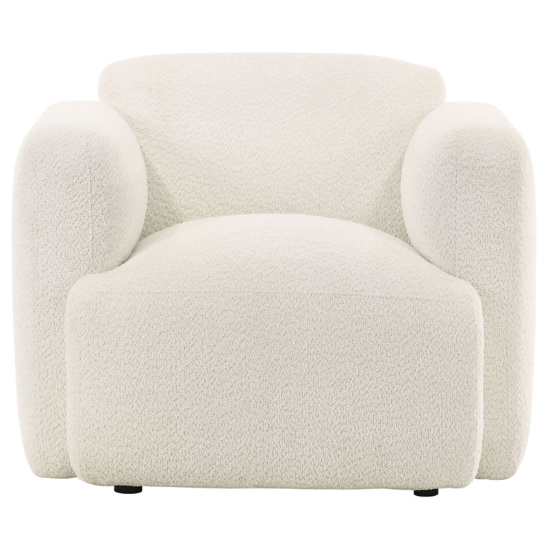 Fauteuil d'appoint rembourré avec tissu Hemington, Blanc / Blanc