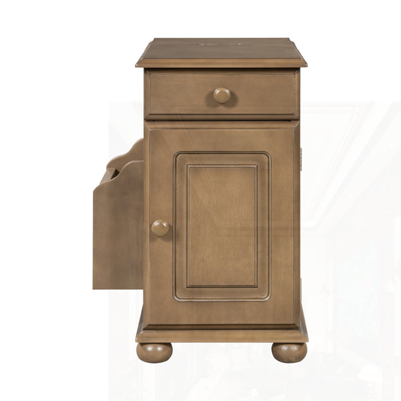 Table de bout rabattable multifonctionnelle, Brun