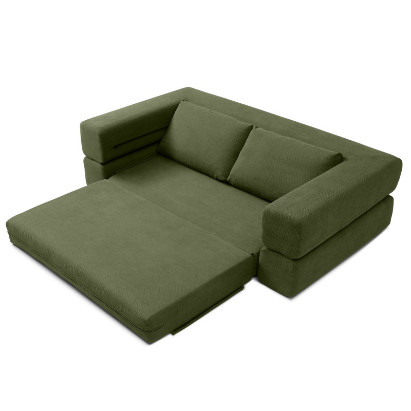 Canapé-lit convertible de 81 pouces avec mousse à haute densité, canapé-lit pliant 3-en-1 pour le salon ou la chambre à coucher.