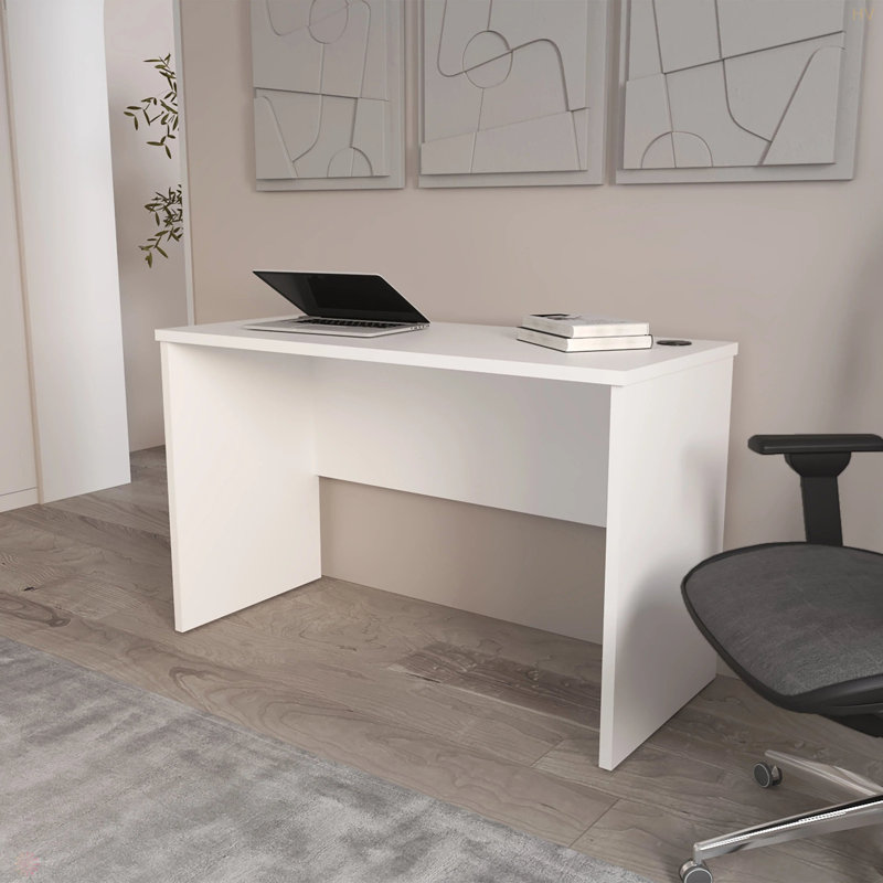 Bureau de travail minimaliste avec gestion des câbles, H 29,38 po x l 47,2 po x P 20,97 po, Blanc