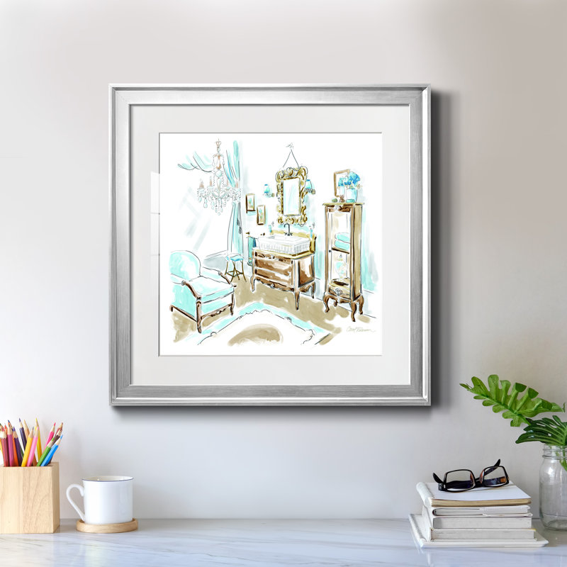Blue Opulence I - cadre photo, H 22,5 po x l 22,5 po x P 1,5 po, Papier avec cadre argenté