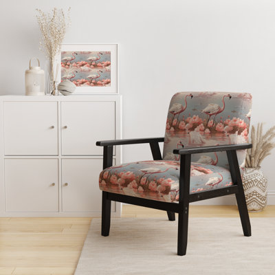Vintage Flamingo Charm - Fauteuil rembourré Glam, fauteuil d'appoint rose