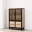 Unité de rangement à 4 portes en fer avec tablette réglable, détails en métal noir, pour les portes d'armoire sophistiquées et les pieds, un bon choix