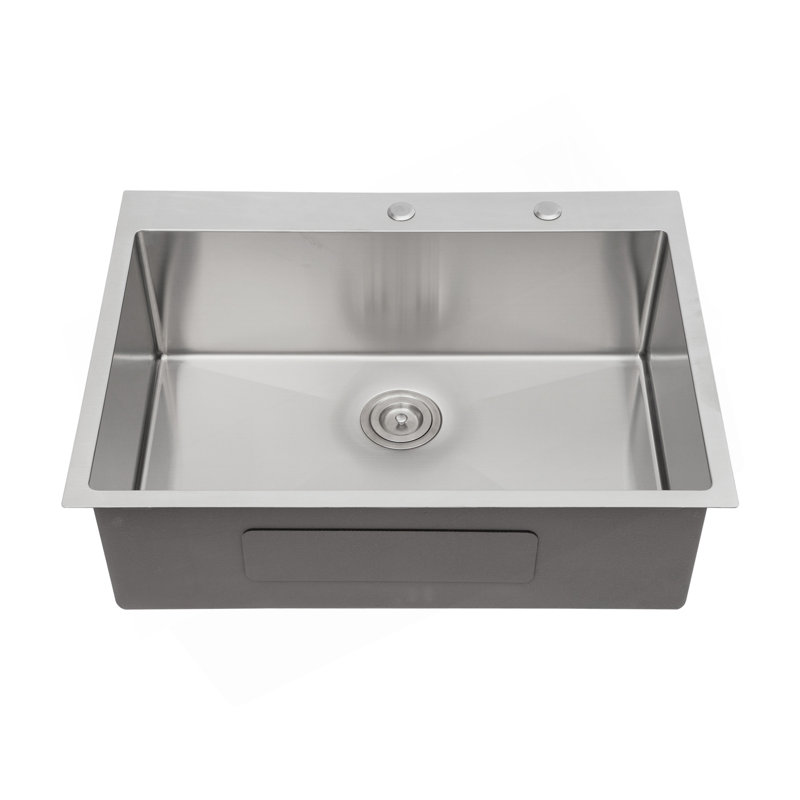Évier de cuisine encastré à simple cuve en acier inoxydable 33 x 22 x 10 po, Nickel brossé