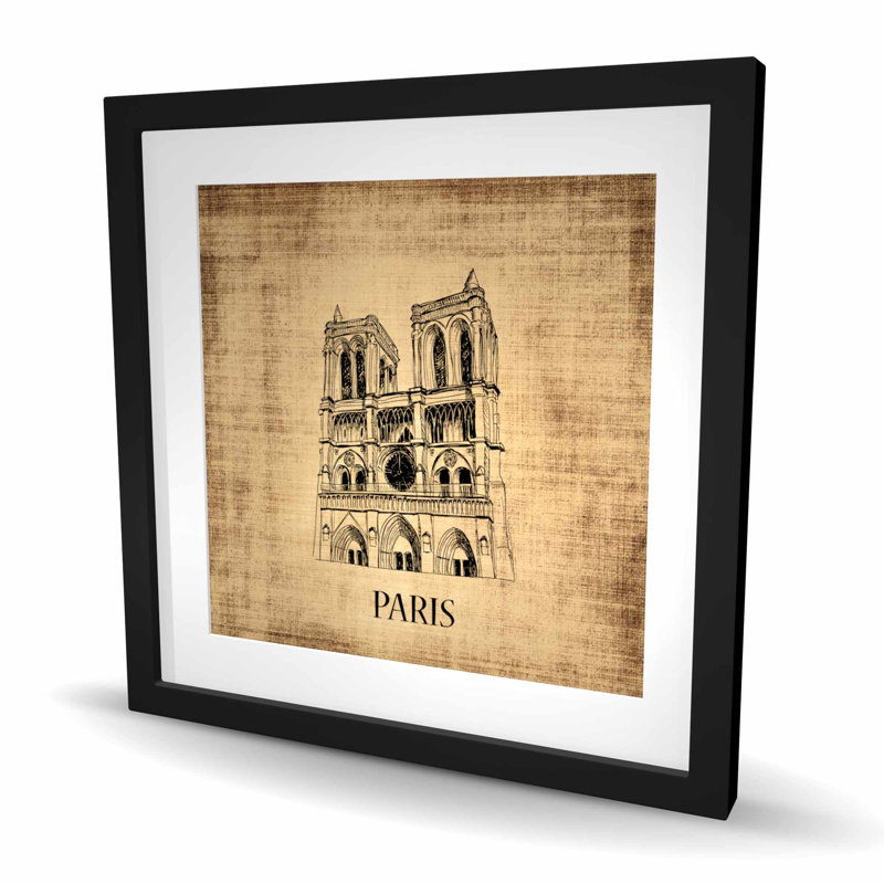Notre-Dame de Paris, reproduction encadrée, H 24 po x l 24 po, Noir