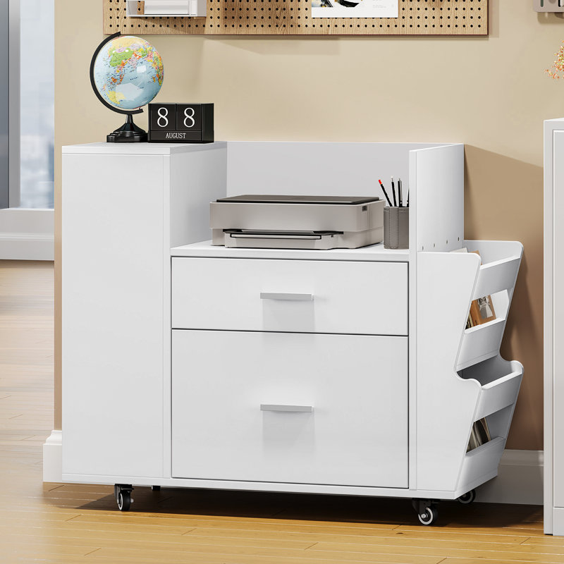 81cm Wide 2 -Drawer Mobile File Cabinet, White