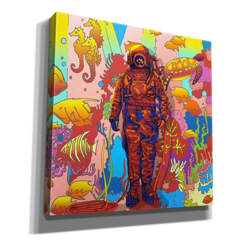 Deep Sea Diver par Howie Green - reproduction d'art sur toile tendue, H 37 po x l 37 po x P 1,5 po