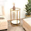 Table d'appoint en marbre blanc avec cadre doré à 2 niveaux | 16 x 16 x 24 po