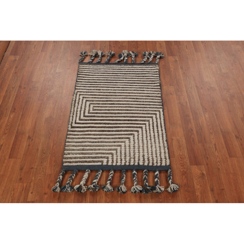 Handmade Wool Moroccan Modern Accent Rug 2x3