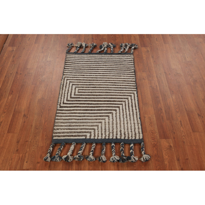 Tapis marocain moderne en laine fait à la main 2x3