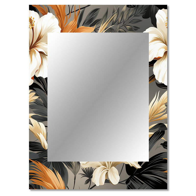 Analiesa - Neutre Mirage, motif tropical - miroir mural tropical unique, 40 po x 30 po