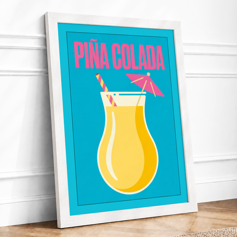 Piña Colada Dreams Retro - Framed Print, A1 - 84.1 x 59.4 cm, White