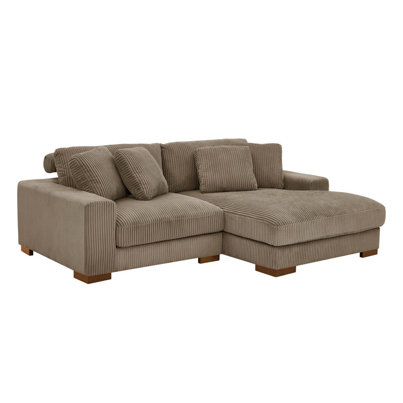 Flaubert Gwendoly Sofa and Chaise, Camel Corduroy, 33" H x 89.5" W x 65" D, Right Hand Facing