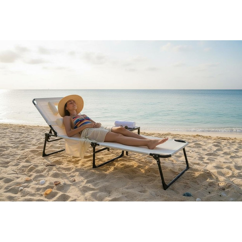 Tanning Chair with Face Hole Folding Beach Lounge Chair,5-Position Adjustable Backrest, Pillow & Side Pocket,Portable Face Down Chaise Lounge for Outdoor Backyard Poolside,Beach, Patio