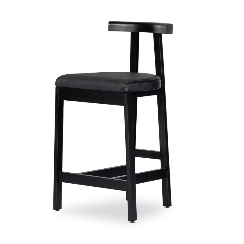 Easah Leather Bar & Counter Stool, Black, Counter Stool (26” Seat Height)