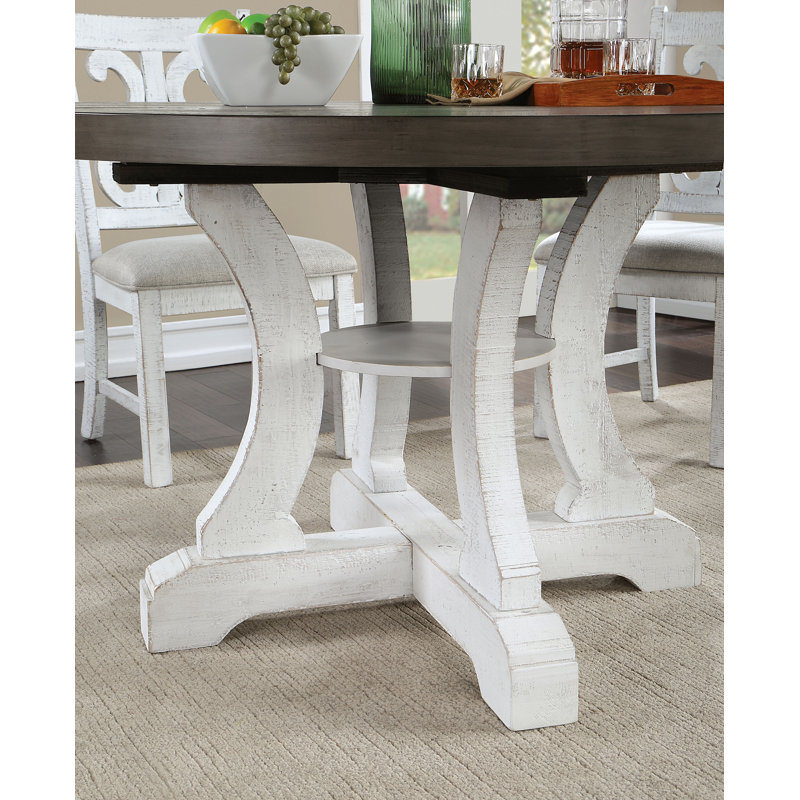 Ensemble de salle à manger Joanie, 5 pièces: table, 4 chaises, Gris / blanc / blanc