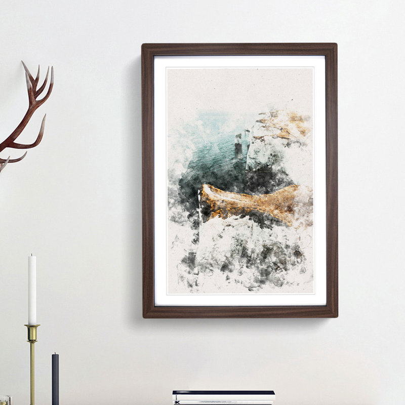 Old Harry Rocks in Dorset - Picture Frame Painting Print, Walnut Framed, 87cm H x 62cm W x 2cm D