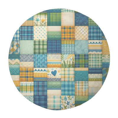 Traditional Plaid Lines Braided Rug