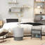 Table de bout grise imitant le béton gris, ronde - 4 pieds réglables, légère, pour l'intérieur et l'extérieur, poids maximum de 198 lb, bureau de téléphone en béton et capacité de charge