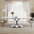 63"-94"Modern Extendable Dining Table for 6-10, Glossy White Kitchen Table with Black Carbon Steel Legs
