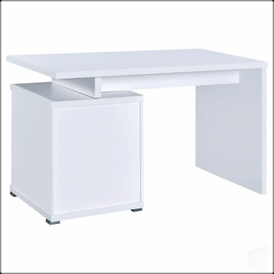 2-Drawer Reversible Office Desk with Spacious Writing Surface and Organized Storage, Perfect for Modern Workspaces.