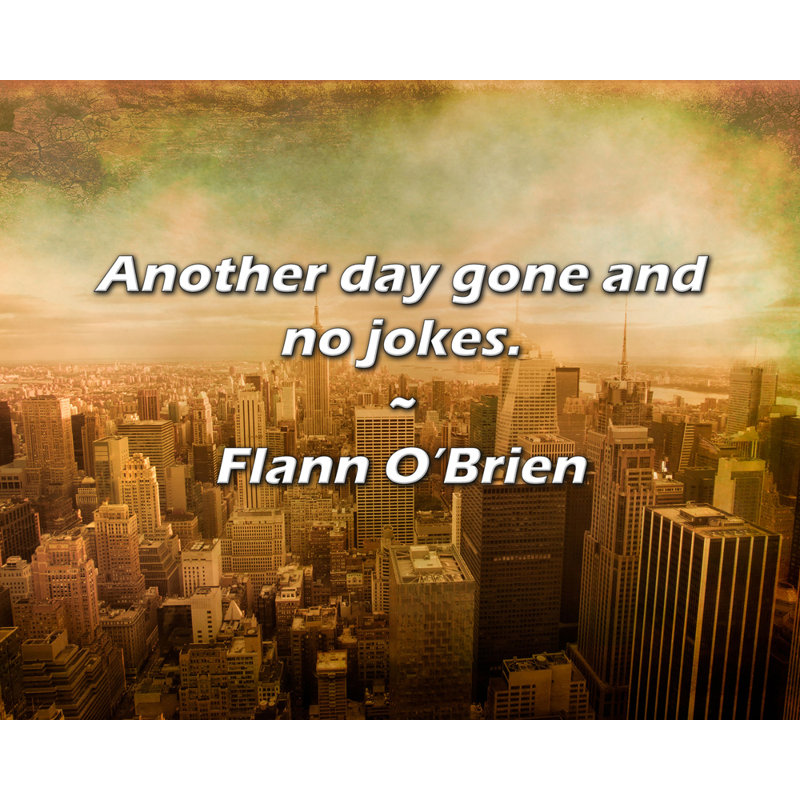 Citation «Un autre jour et pas de blagues». Toile tendue par Flann O'Brien, H 24 po x l 17 po