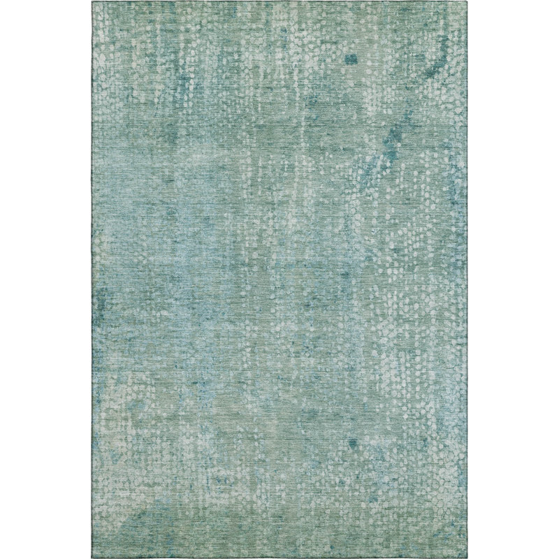 Premium Machine Washable Mayfield AMF2087 Abstract Rug, Teal, 5' x 7'6"