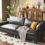 Coussin modulaire en cuir noir en microfibre-314351781