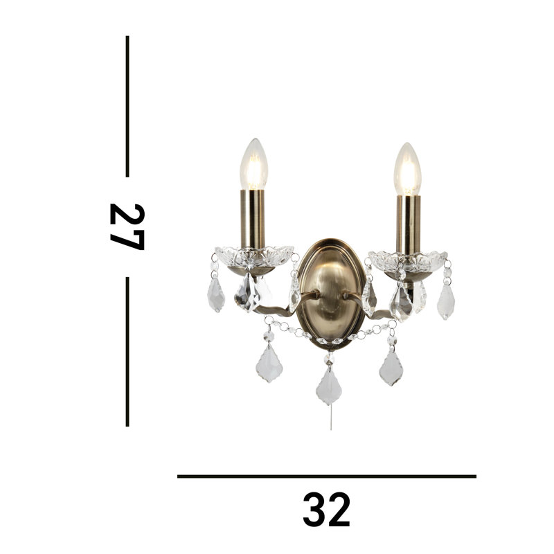 Battey Candle Wall Light, Antique Brass