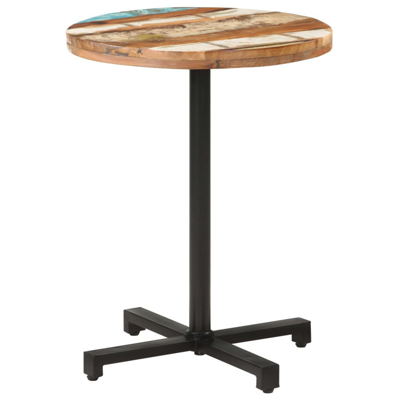 Bistro Table Round Solid Acacia Wood, Green/Brown, 23.62" D x 23.62" L