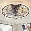 Ventilateur de plafond industriel de style ferme avec cage, télécommande, 6 vitesses et éclairage DEL 3 couleurs-136070041