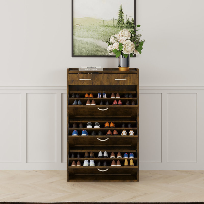 Armoire à chaussures en bois massif, armoire de rangement à trois couches