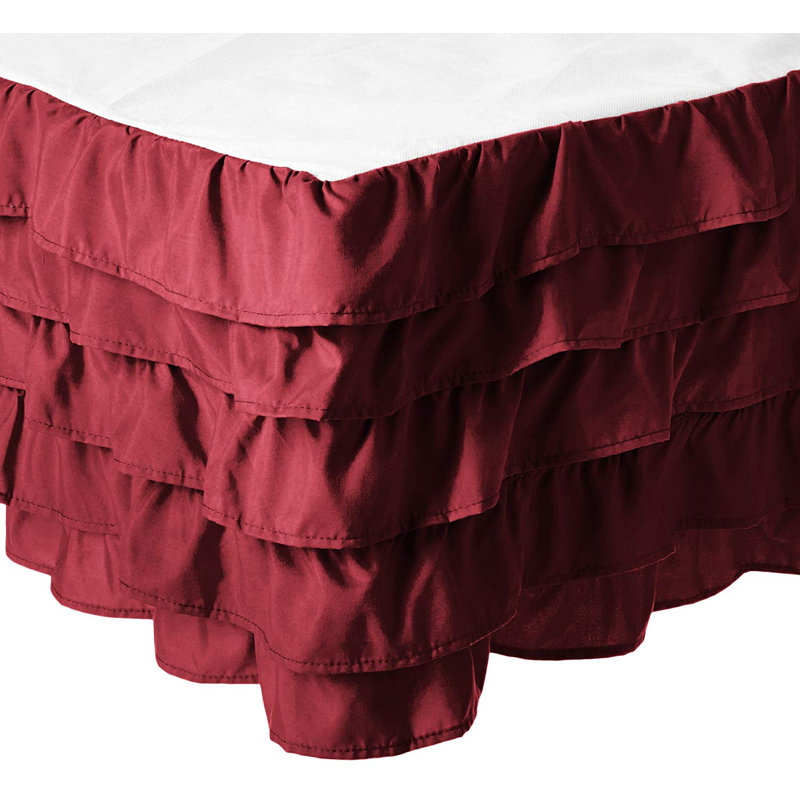Booker Ruffled Wrap Around Bed Skirt, King, Burgundy
