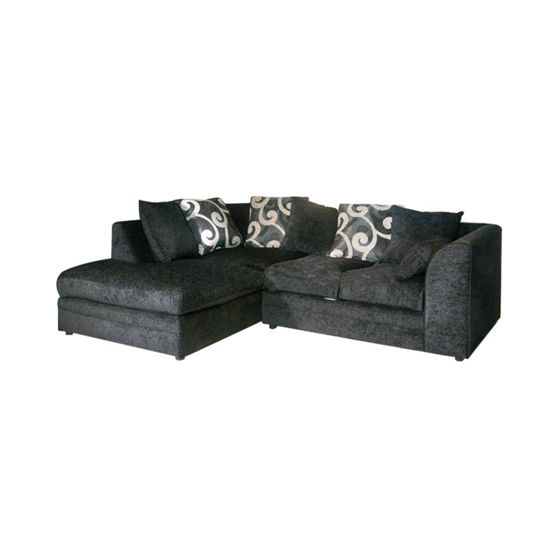 Corner Sofa, Black/Grey, Left facing