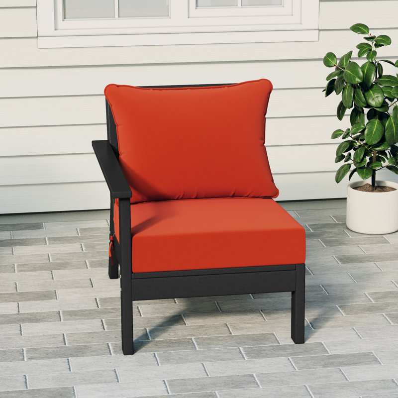 Chaise avec accoudoirs profonds à gauche avec coussins, Black, Orange