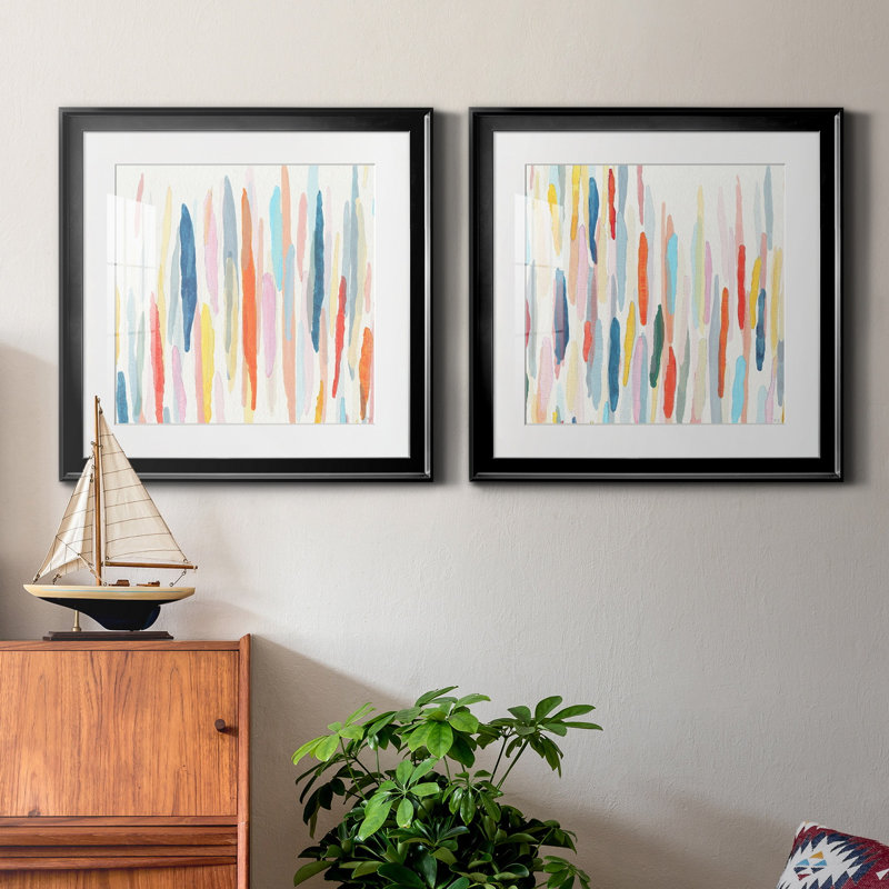 Rhythm And Color I - ensemble de 2 peintures encadrées, H 17,5 po x l 35 po x P 1,5 po, Noir