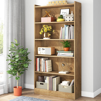 Bibliothèque l 35,4 ", grande bibliothèque moderne en bois