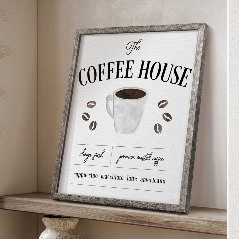 «Always Fresh Coffee House», reproduction encadrée - bois massif, H 30 po x l 24 po