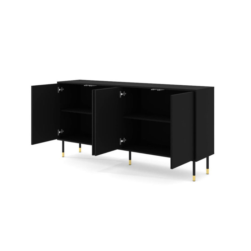 Contemporary Biancha Sideboard 180cm - Refined Storage, Light Appeal, Black