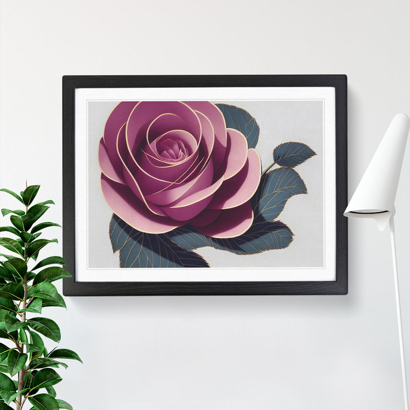 XH1022-7556X Rose Flower Deco Vol.1 - Single Picture Frame Painting, 46cm H x 64cm W x 2cm D, Black 